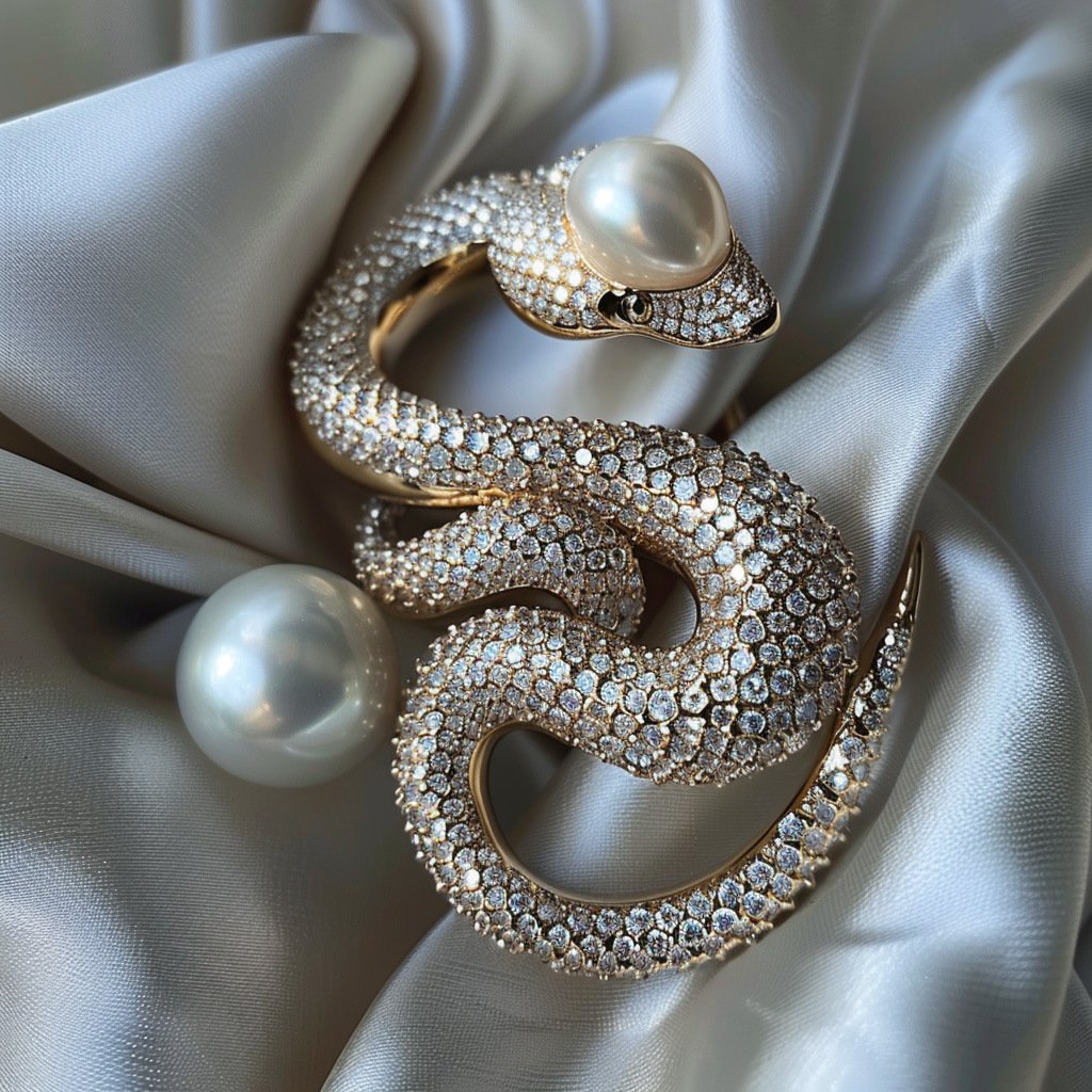 Day Luxury Pearl Snake Brooch – High-Grade Zoo Accessories Pin