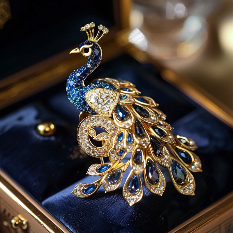 Luxury Blue Crystal Peacock Brooch – Sky Jewelry