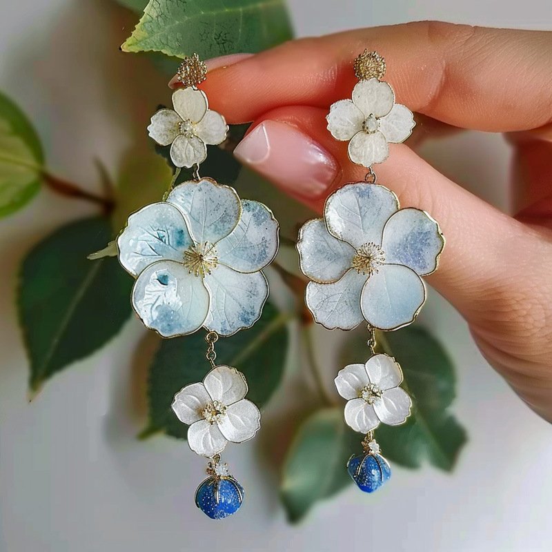 Tianshang French Vintage Camellia Earrings for Women