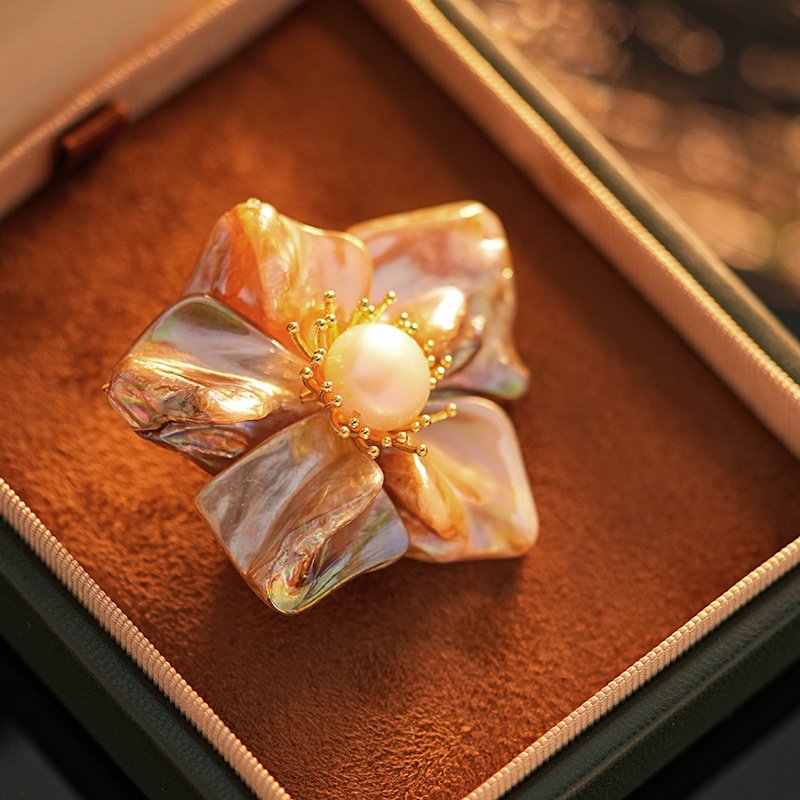 Luxury Baroque Pearl Flower Brooch – Gift for Daughter