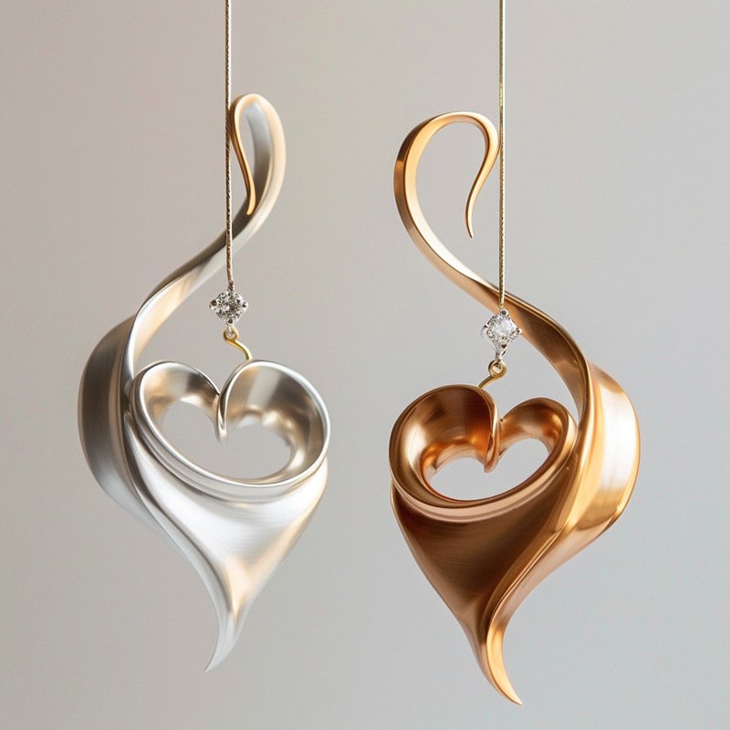 Silver Heart Earrings – Retro Gold Design